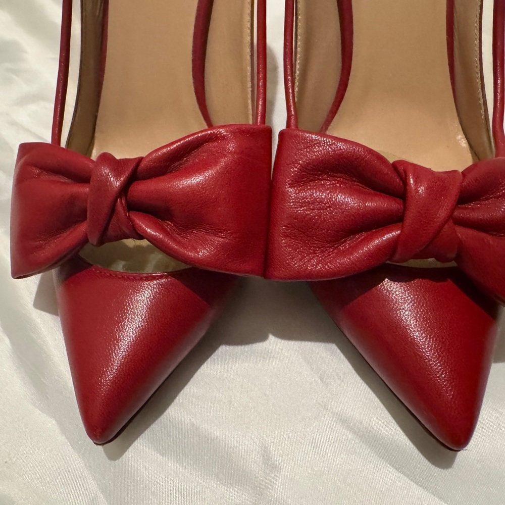 Valentino Red Leather Bow Heels 38.5 - Picture 9 of 12